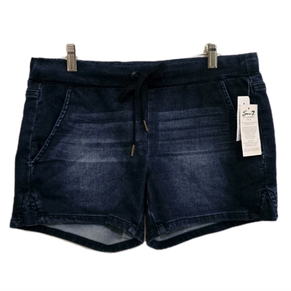 nwt SEVEN7‎ size 6 Pull On Drawstring Waist Tiger Fade Stretch Denim Shorts